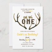 Invitation Big One Deer Antlers Rustique 1er Anniversaire Fêt (Devant)