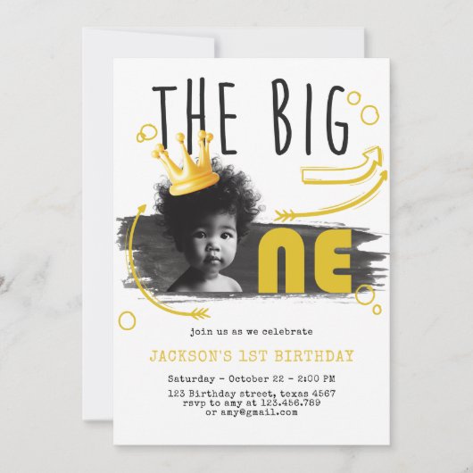 Invitation BIG ONE First Birday Photo (Devant)