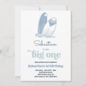 Invitation Big One Modern Surf 1st Birthday Beach Party (Devant)