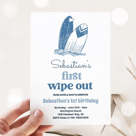 Invitation Big One Modern Surf 1st Birthday Beach Party