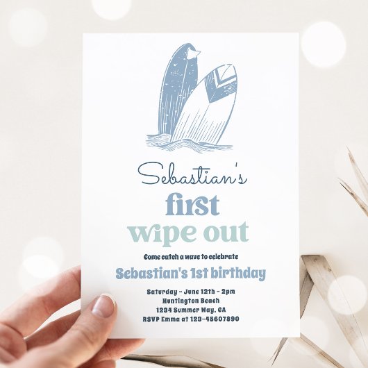 Invitation Big One Modern Surf 1st Birthday Beach Party