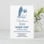 Invitation Big One Modern Surf 1st Birthday Beach Party (Debout devant)