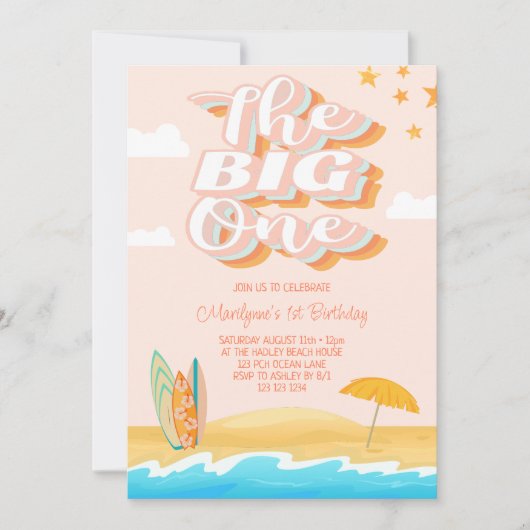 Invitation Big One Ocean Beach 1er anniversaire (Devant)