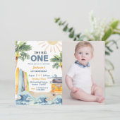 Invitation Big One Surf Beach 1st Birthday Photo (Debout devant)