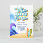 Invitation Big One Surf Beach Anniversaire (Debout devant)