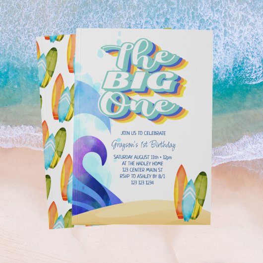 Invitation Big One Surf Beach Anniversaire