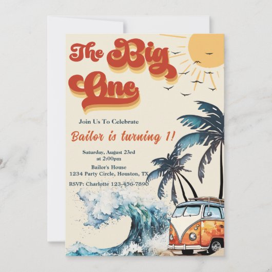 Invitation Big One Surf | Grande Vague (Devant)