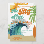 Invitation Big One Surf Thème 1er anniversaire (Devant / Derrière)