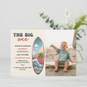 Invitation Big One Tropical Hawaiian Surf Photo Anniversaire (Debout devant)