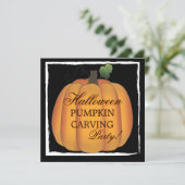 Invitation Big Orange Halloween Citrouille Carving Party (Debout devant)