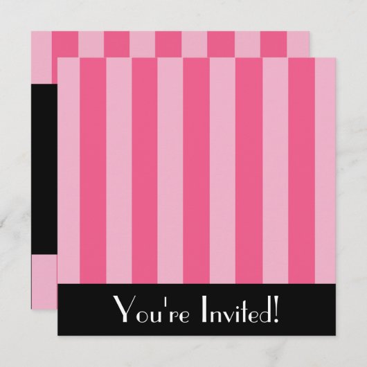 Invitation Big Pink Stripes (Devant / Derrière)