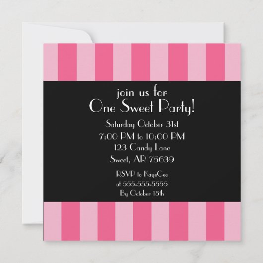 Invitation Big Pink Stripes (Dos)