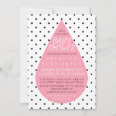 Invitation Big Raindrop & Baby shower rose Pois (Devant)