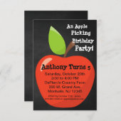 Invitation Big Red Pomme cueillir fête d'anniversaire (Devant / Derrière)