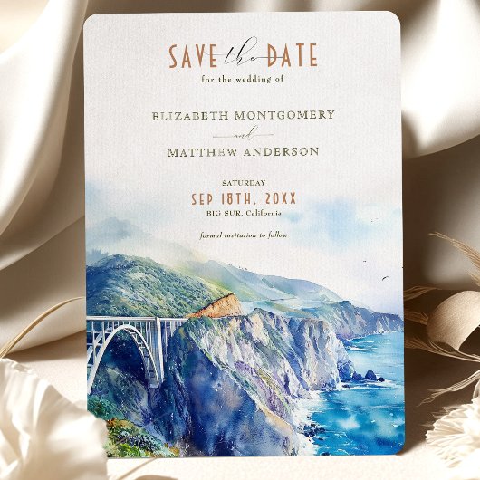 Invitation Big Sur California Enregistrer la date