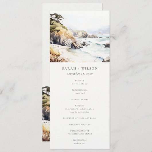 Invitation Big Sur, California Landscape Wedding Program (Devant / Derrière)