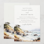 Invitation Big Sur, California Watercolor Landscape Wedding (Devant / Derrière)