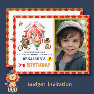 Invitation Big Top Budget Circus Photo Cinquième anniversaire
