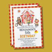 Invitation Big Top Carnival Carnival Boy Cinquième anniversai