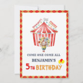 Invitation Big Top Carnival Carnival Boy Cinquième anniversai (Dos)