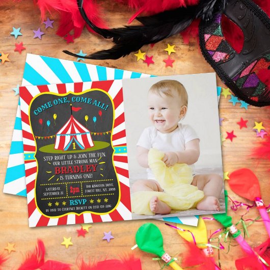 Invitation Big Top Carnival Carnival Chalkboard 1er anniversa