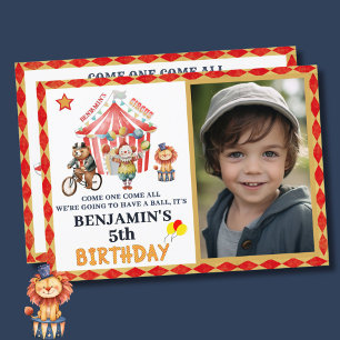 Invitation Big Top Carnival Photo Cinquième anniversaire