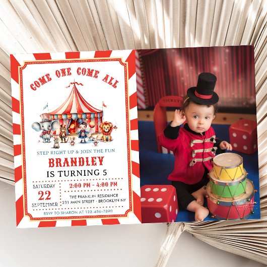 Invitation Big Top Circus Animaux Carnaval Annival Photo