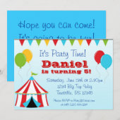 Invitation Big Top n Balloons Carnival Circus Anniversaire (Devant / Derrière)