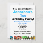 Invitation Big Trucks 1er anniversaire (Dos)