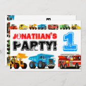 Invitation Big Trucks 1er anniversaire (Devant / Derrière)