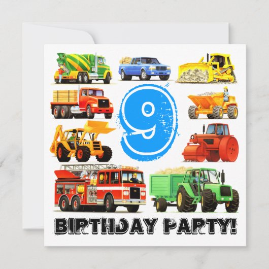 Invitation Big Trucks 9e anniversaire (Devant)