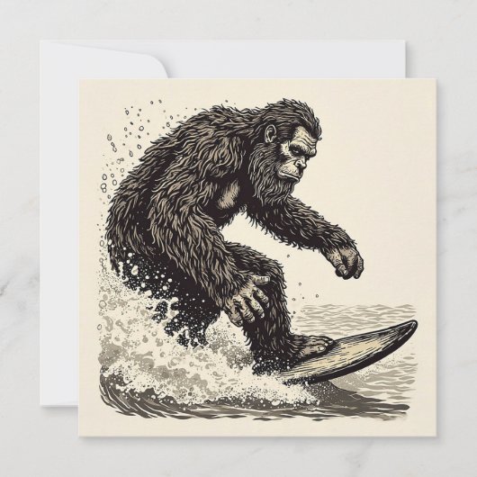 Invitation Bigfoot faisant du surf (Devant)