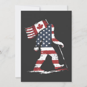 Invitation Bigfoot tenant le drapeau du Canada 51e État Trump