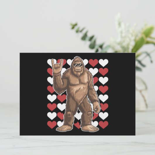 Invitation Bigfoot Valentines Jour Coeurs Drôle Sasquatch Amo (Debout devant)