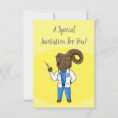 Invitation Bighorn sheep doctor cartoon illustration (Dos)