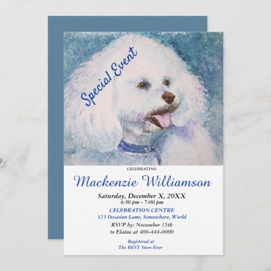 INVITATION BIJON FRISE PUPPY SOUHAITE UN JOLI ANNIVERSAIRE (Devant / Derrière)