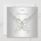 Invitation Bijou 2 perle blanche argent 25e anniversaire (Devant)