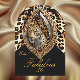 Invitation Bijou Arc fabuleux 50 ans visage léopard sauvage