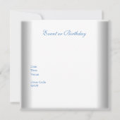 Invitation Bijou Bleu avec Superposition d'Argent Blanc Éléga (Dos)