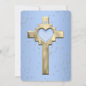 Invitation Bijou bleu étincelant Baptême Christening Or 2 (Dos)