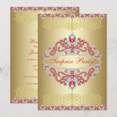 Invitation Bijou chic Tiaras et Fleur De Lys Surprise Party (Devant / Derrière)