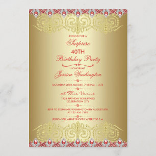 Invitation Bijou chic Tiaras et Fleur De Lys Surprise Party