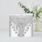 Invitation Bijou d'arc en overlay argenté blanc pour 25e anni (Debout devant)