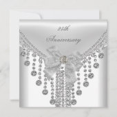 Invitation Bijou d'arc en overlay argenté blanc pour 25e anni (Devant)