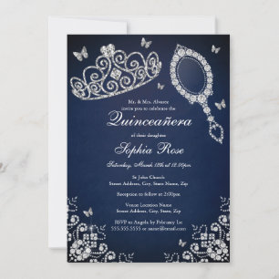 Invitation Bijou de la Marine Tiara Miroir Papillon Quinceane