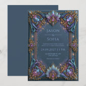 Invitation Bijou de mariage en filigrane d'améthyste (Devant / Derrière)