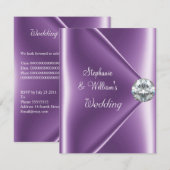 Invitation Bijou Diamant Mauve Violet de Mariage (Devant / Derrière)