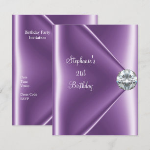 Invitation Bijou Diamant Mauve Violet pour 21e Anniversaire 2
