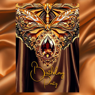 Invitation Bijou d'or au chocolat d'anniversaire exotique