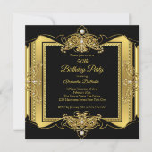 Invitation Bijou d'or Black Elegant Anniversaire Photo (Devant)